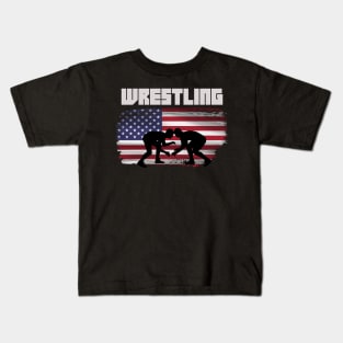 Wrestling USA Flag Kids T-Shirt